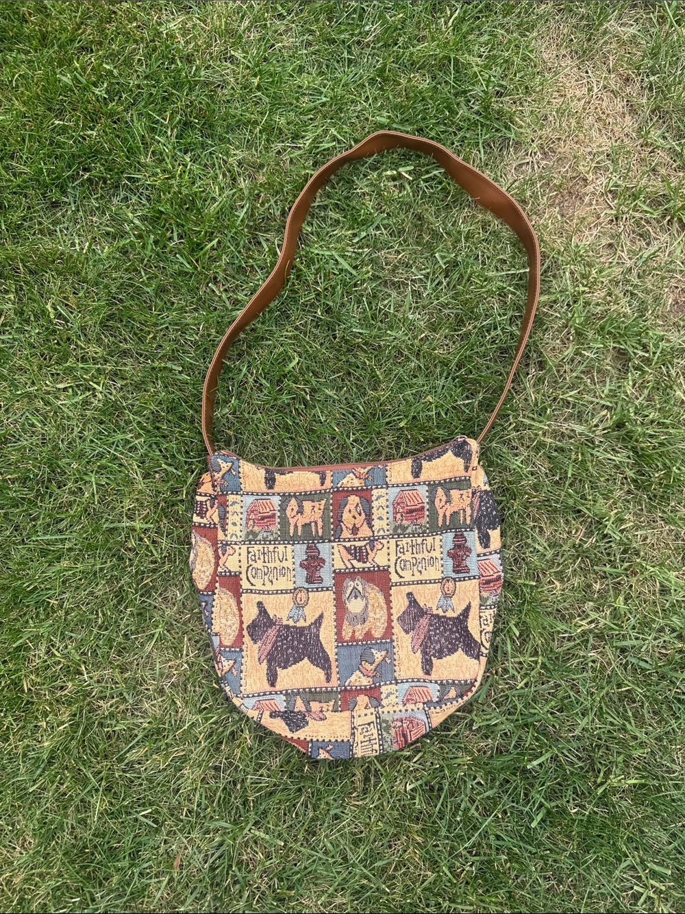 Tapestry Shoulder Bag in Multi Brown - Faithful Companion Pattern